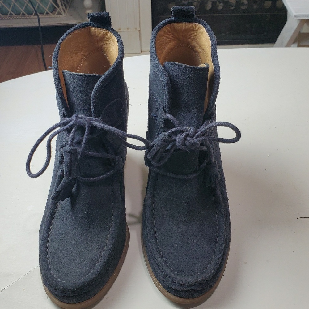 Lucky Brand LP Yaney Navy Blue Suede Ankle Boots